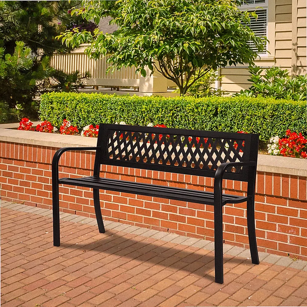 47-inch cast iron recliner with PVC mesh backrest and all-weather design