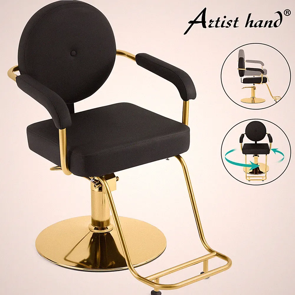 Artist hand Black+Gold HeavyDuty Hydraulic Barber Chair Salon Beauty HairStylist