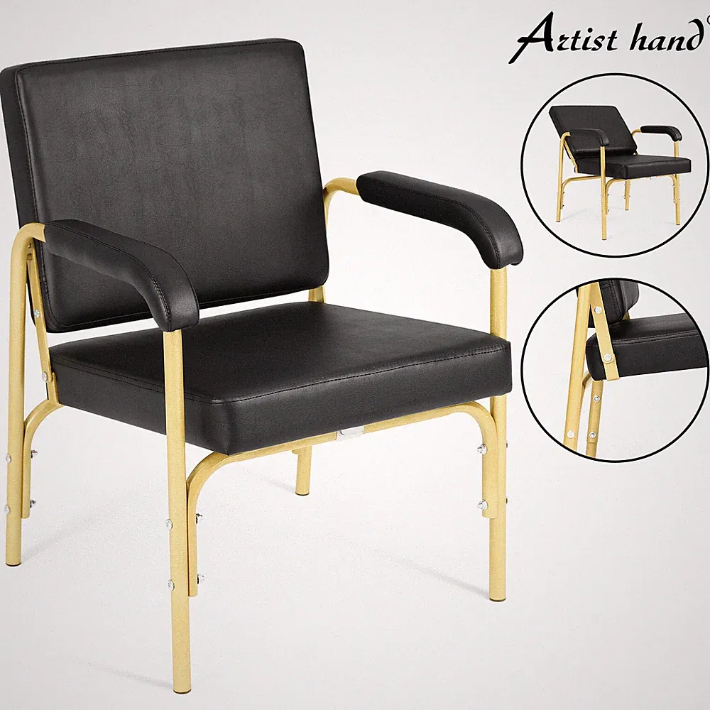 Black Gold Recliner Shampoo Chair All Purpose Barber Chair Beauty Styling Salon