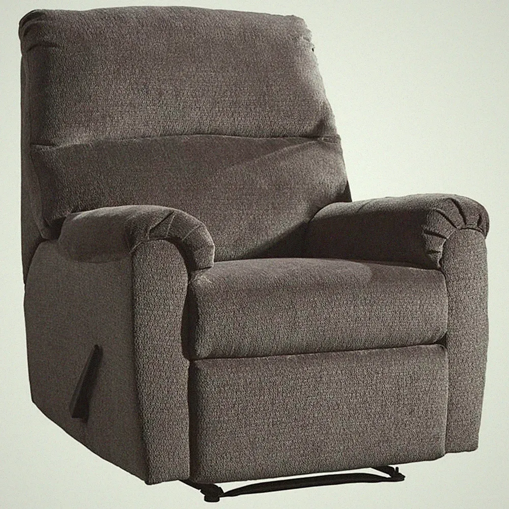 Bowery Hill Contemporary Fabric Zero Wall Recliner in Gray Finish