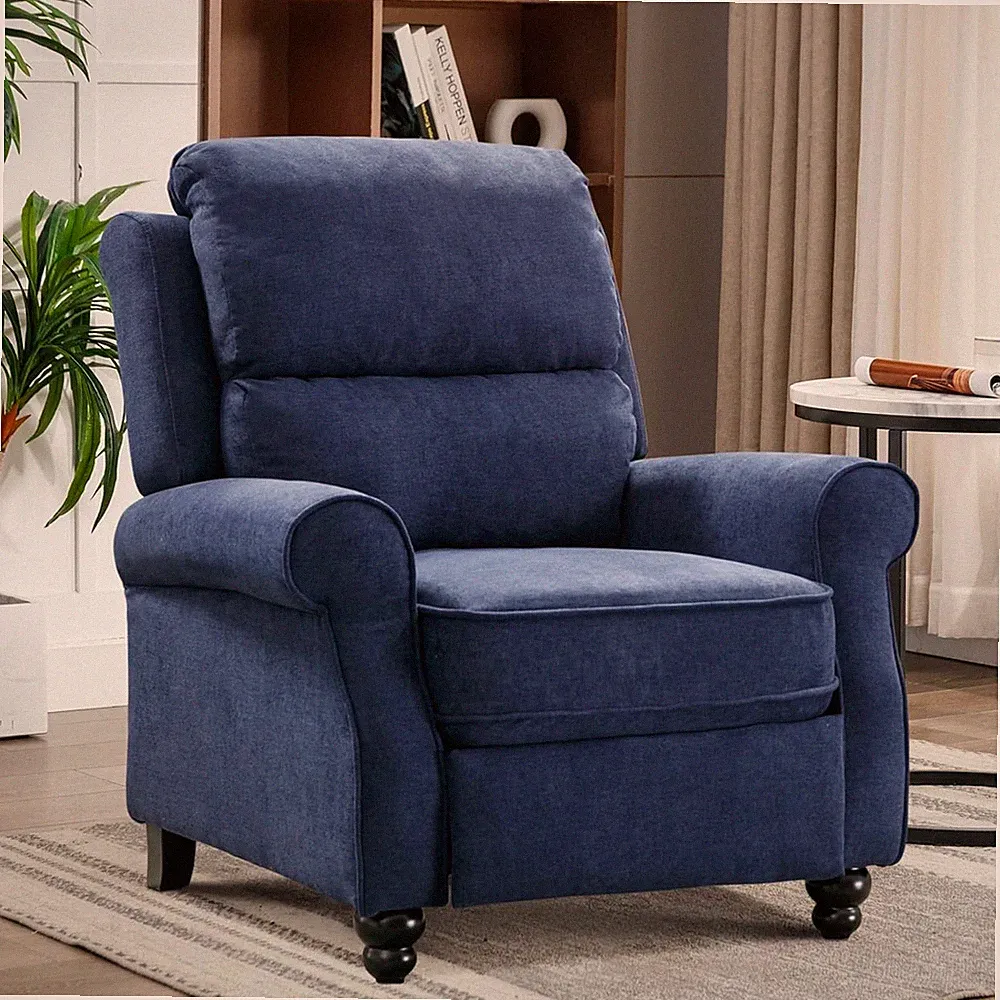 EBELLO Push Back Recliner Chair, Fabric Armchair Overstuffed Pushback Recliner