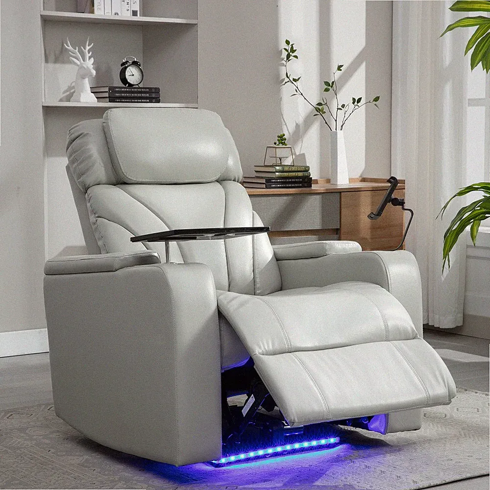 Electric Power Recliner Threater w/USB Port Storage Cup Holder Bluetooth Speaker