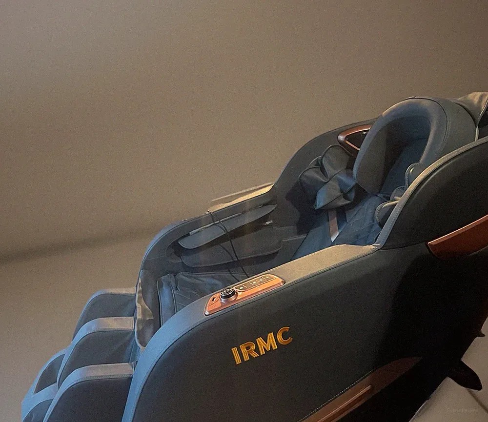 IRMC Electric Massage Chair Recliner Gray Gold Faux Leather Full Body