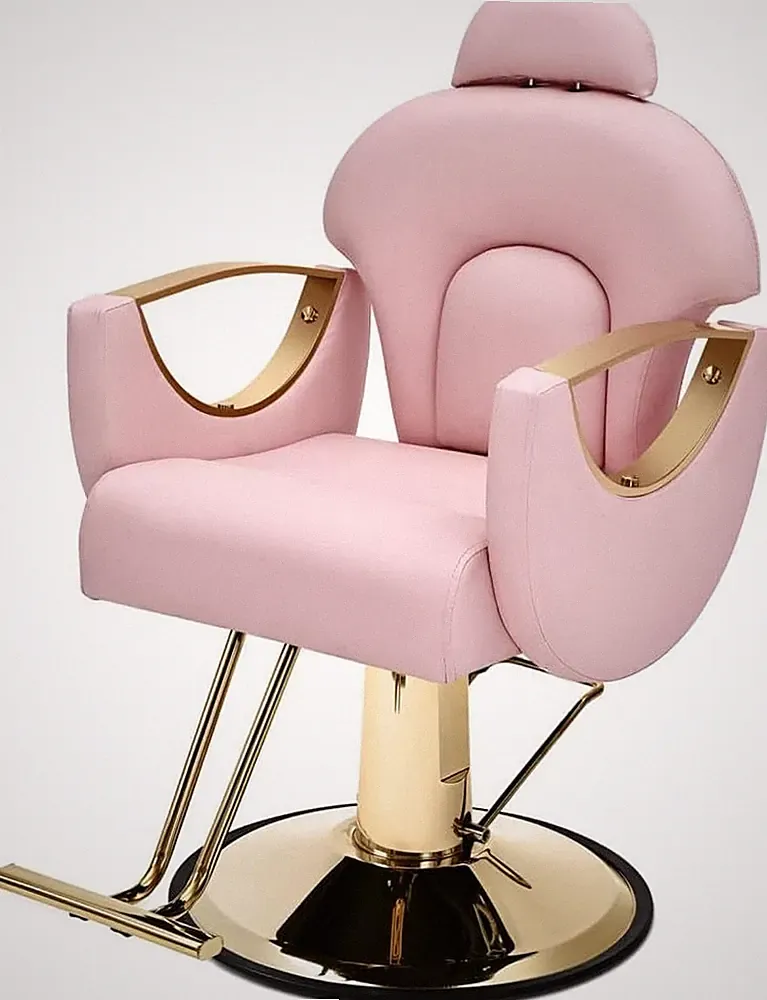 Pink Salon Chair, Reclining Barber Chair with Heavy Duty Hydraulic Pump, 360 Deg