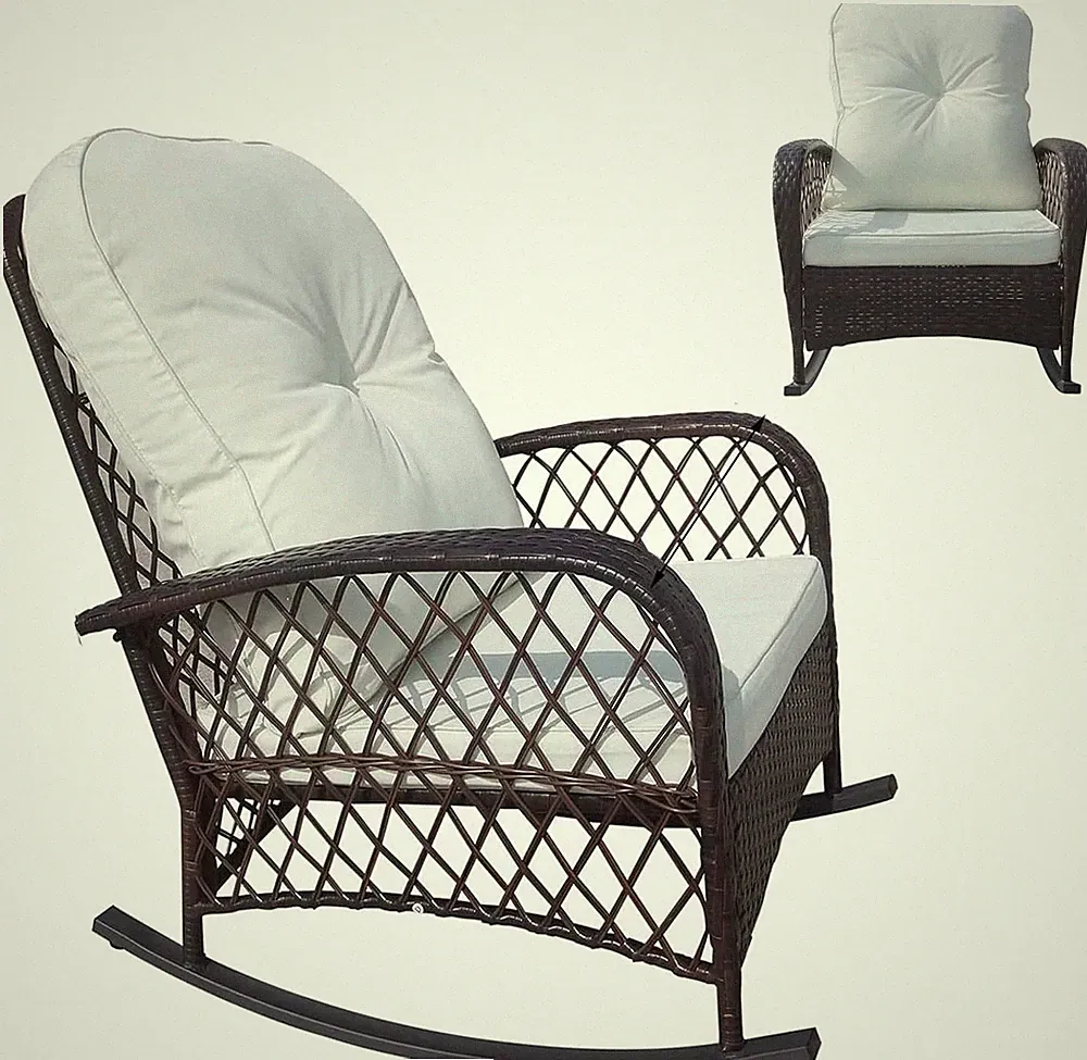 Rattan Rocking Chair Rocker Garden Furniture Seater Patio Bistro Recliner