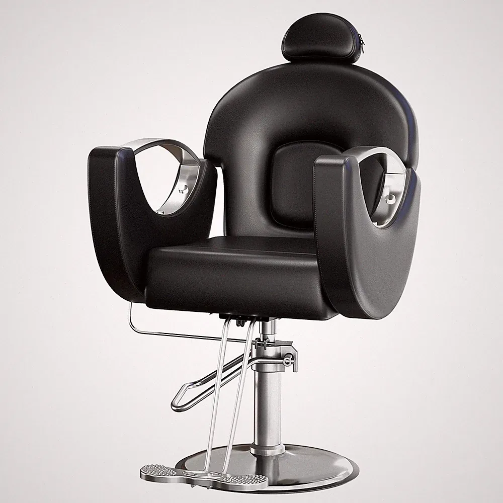 Reclining Barber Salon Chair Heavy Duty Hydraulic Black Gold Beauty Spa Station
