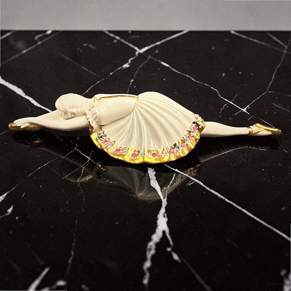 RG Porcellane Capodimonte Limoges Reclining Ballerina White Gold Swarovski Italy