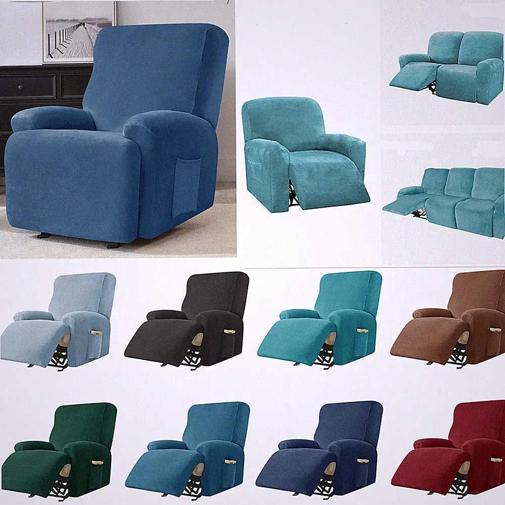 Stretch Velvet Recliner Sofa Covers Soft Armchair Slipcover Furniture Protector