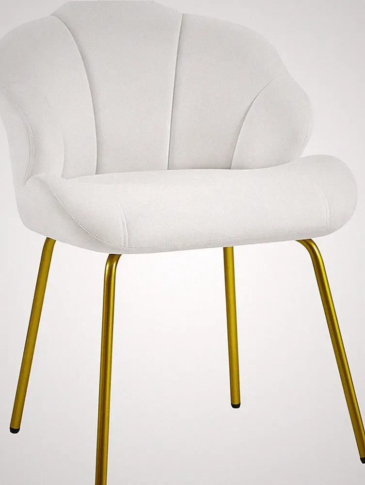 Velvet Shell Back Accent Chair with Gold Legs for Bedroom & Living Room